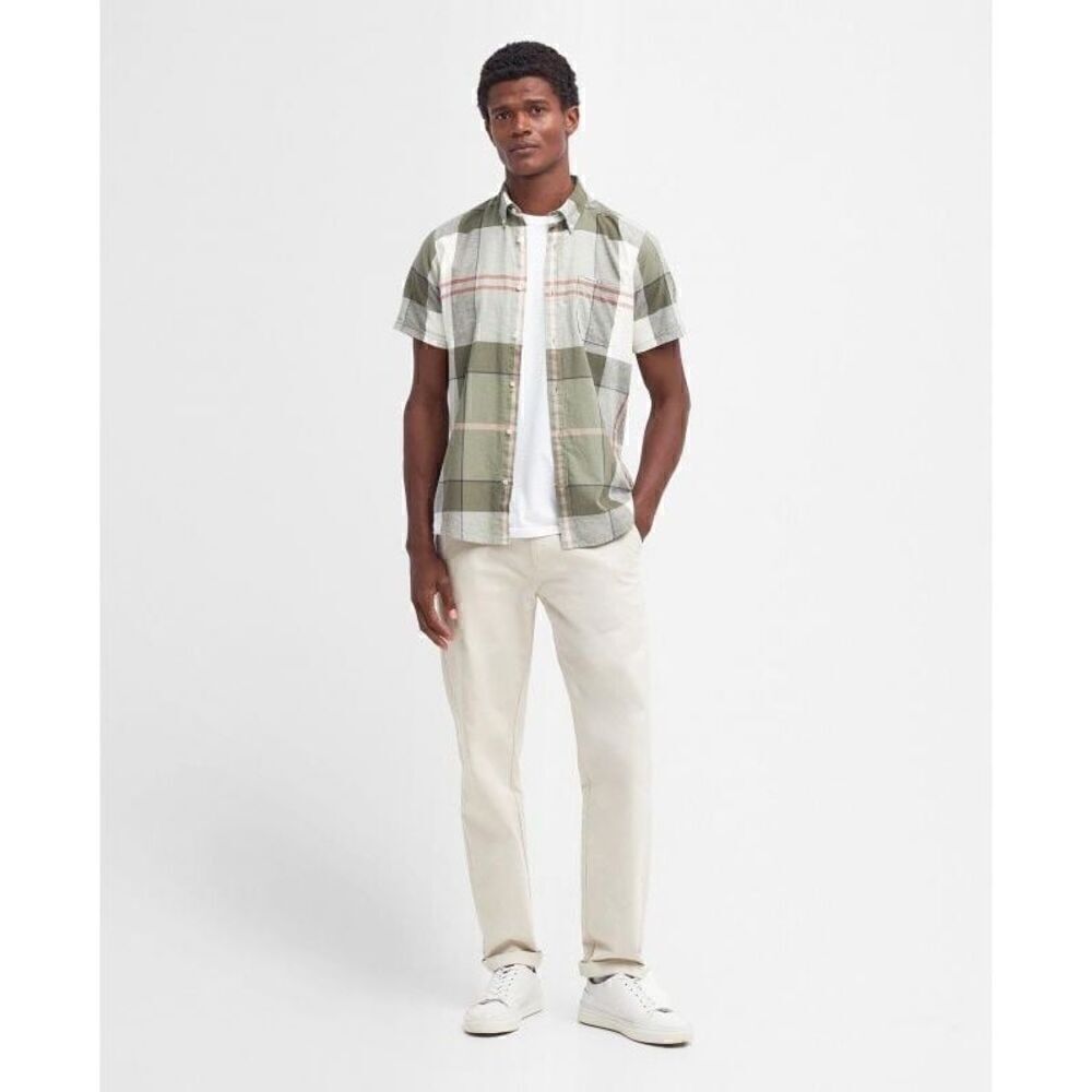 Barbour Douglas Tailored Short-Sleeved Shirt Olive NEW - Picture 2 of 9